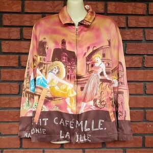 Mureli Silk Jacket Sz M Art to Wear Embellished City Travel Cafe Paris France